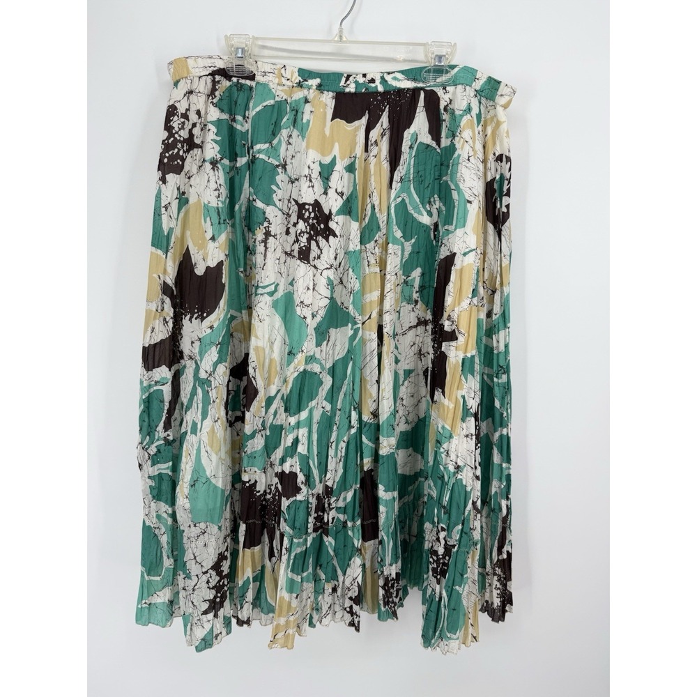 Vintage Coldwater Creek Silk Cotton Crinkle Pleated Circle Midi Skirt PXL‎